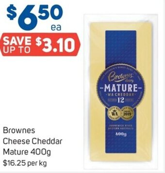 Foodland Brownes Cheese Cheddar Mature 400g offer