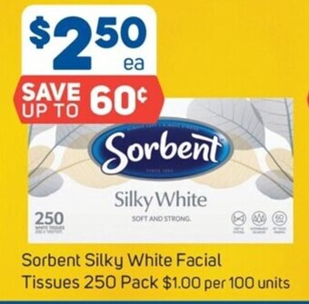 Foodland Sorbent Silky White Facial Tissues 250 Pack offer