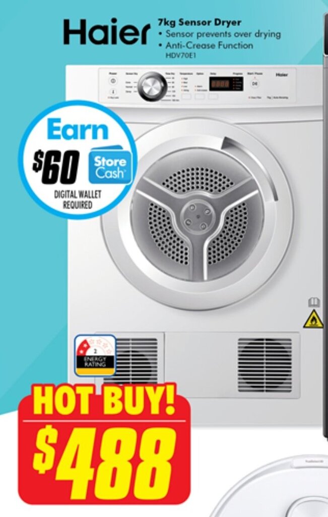 Haier 7kg Sensor Dryer offer at The Good Guys