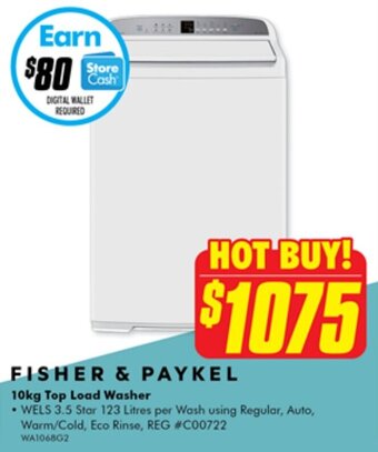 The Good Guys FISHER & PAYKEL 10kg Top Load Washer offer