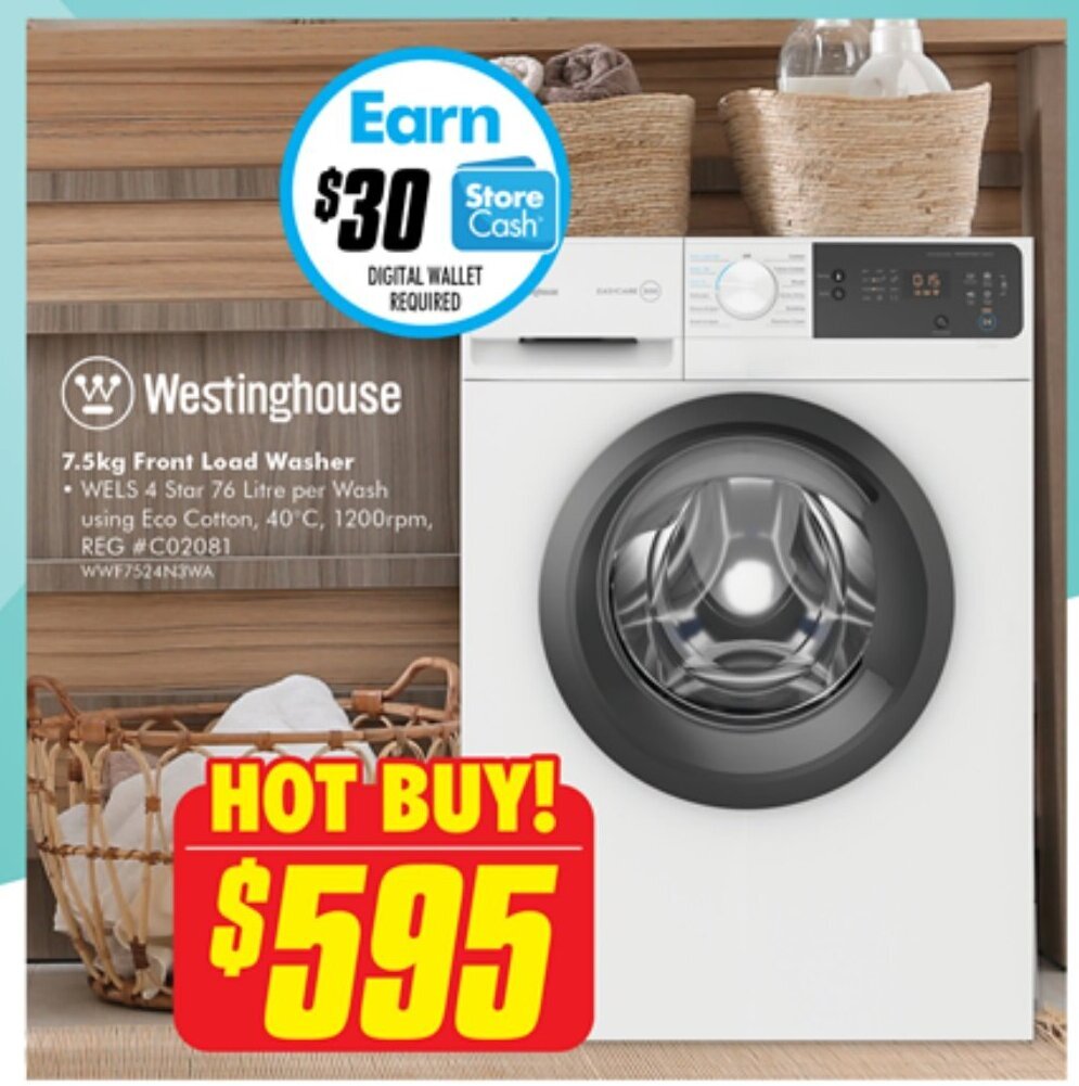 Westinghouse 7.5kg Front Load Washer offer at The Good Guys