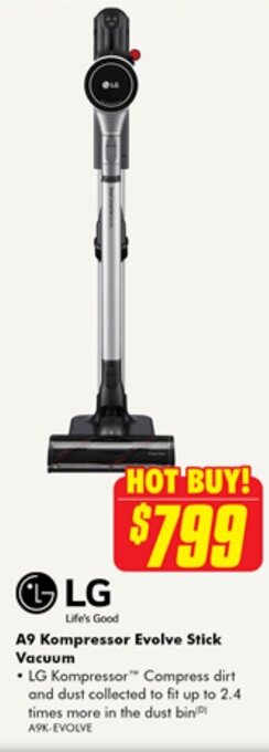 The Good Guys LG A9 Kompressor Evolve Stick Vacuum offer
