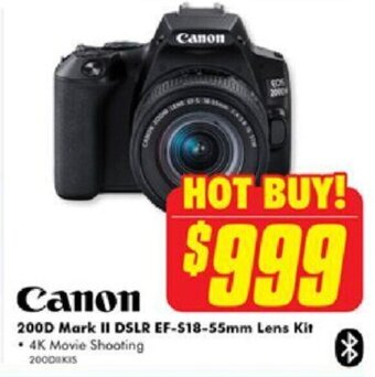 The Good Guys Canon 200D Mark II DSLR EF-S18-55mm Lens Kit offer