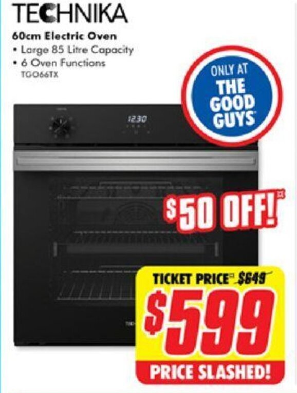 TECHNIKA 60cm Electric Oven offer at The Good Guys