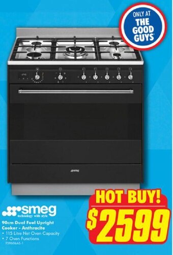 The Good Guys 90cm Dual Fuel Upright Cooker - Anthracite offer