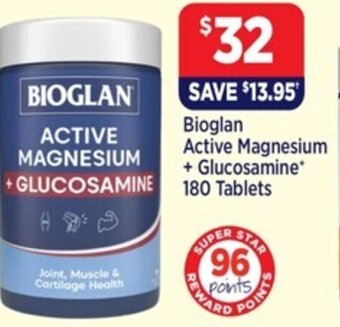 Star Discount Chemist Bioglan Active Magnesium + Glucosamine* 180 Tablets offer