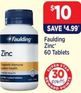 Star Discount Chemist Faulding Zinc* 60 Tablets offer
