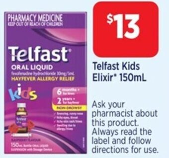 Star Discount Chemist Telfast Kids Elixir* 150mL offer
