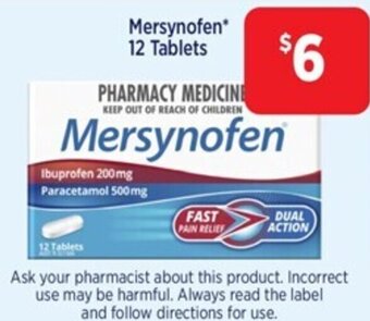 Star Discount Chemist Mersynofen* 12 Tablets offer