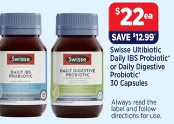 Star Discount Chemist Swisse Ultibiotic Daily IBS Probiotic or Daily Digestive Probiotic 30 Capsules offer