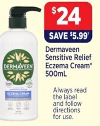 Star Discount Chemist Dermaveen Sensitive Relief Eczema Cream* 500mL offer