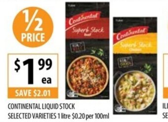 Supabarn CONTINENTAL LIQUID STOCK SELECTED VARIETIES 1 litre offer