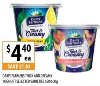 Supabarn DAIRY FARMERS THICK AND CREAMY YOGHURT SELECTED VARIETIES 550/600g offer