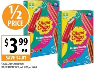 Supabarn CHUPA CHUPS MIXED MINI ICE CREAM STICKS 10 pack offer
