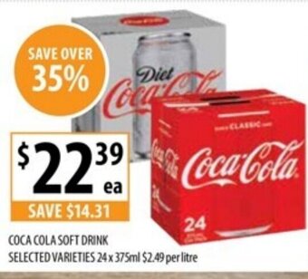 Supabarn COCA COLA SOFT DRINK SELECTED VARIETIES 24 x 375ml offer