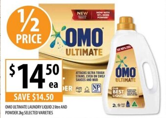 Supabarn OMO ULTIMATE LAUNDRY LIQUID 2 litre AND POWDER 2kg SELECTED VARIETIES offer