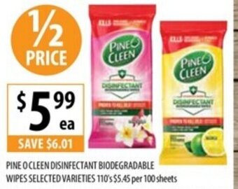 Supabarn PINE O CLEEN DISINFECTANT BIODEGRADABLE WIPES SELECTED VARIETIES 110's offer