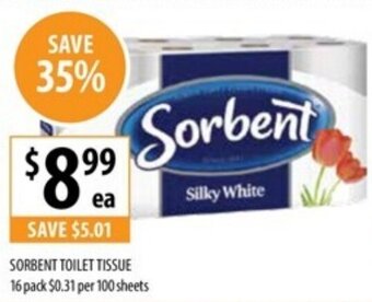Supabarn SORBENT TOILET TISSUE 16 pack offer