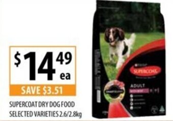 Supabarn SUPERCOAT DRY DOG FOOD SELECTED VARIETIES 2.6/2.8kg offer