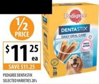 Supabarn PEDIGREE DENTASTIX SELECTED VARIETIES 28's offer