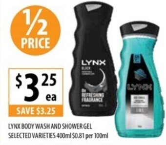 Supabarn LYNX BODY WASH AND SHOWER GEL SELECTED VARIETIES 400ml offer