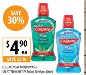 Supabarn COLGATE PLAX MOUTHWASH SELECTED VARIETIES 500ml offer