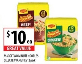 Supabarn MAGGI TWO MINUTE NOODLES SELECTED VARIETIES 12 pack offer