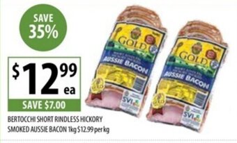 Supabarn BERTOCCHI SHORT RINDLESS HICKORY SMOKED AUSSIE BACON 1kg offer