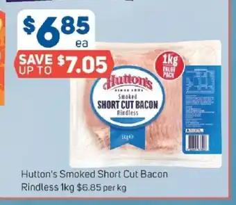Foodland Hutton's Smoked Short Cut Bacon Rindless 1kg offer