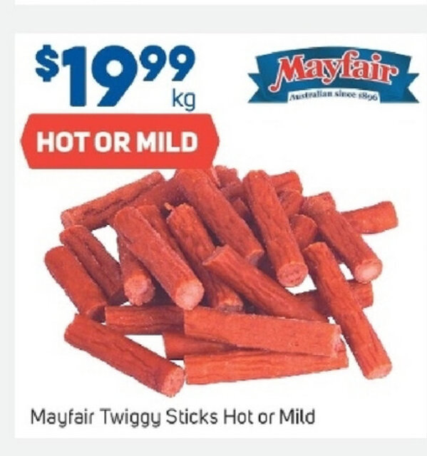 Mayfair Twiggy Sticks Hot or Mild 1kg offer at Foodland