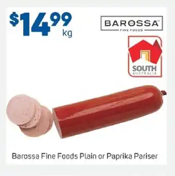 Foodland Barossa Fine Foods Plain or Paprika Pariser 1kg offer