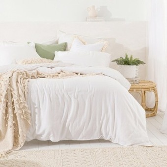 Pillow Talk Washed linen look white quilt cover set by essentials offer