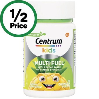 Woolworths Centrum kids multi fuel chewable tablets pk 50* offer