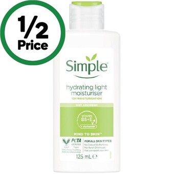 Woolworths Simple kind to skin hydrating light moisturiser 125ml offer