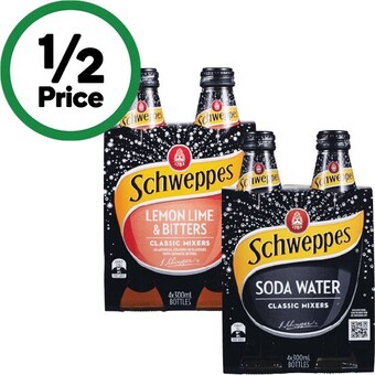 Woolworths Schweppes mixers or mineral water 4 x 300ml offer