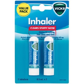 Woolworths Vicks nasal decongestant inhaler twin pk 2* offer