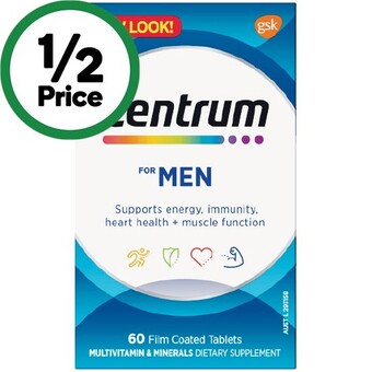 Woolworths Centrum for women or men 50+ tablets pk 60* offer