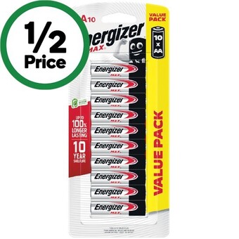 Woolworths Energizer max aa pk 10 or aaa pk 8 offer