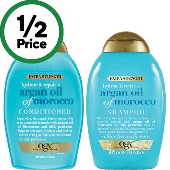 Woolworths Ogx extra strength shampoo or conditioner 385ml offer