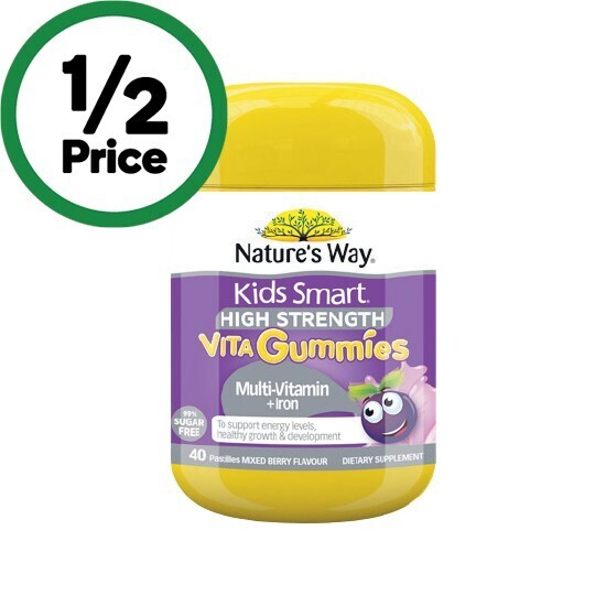 Nature’s way kids smart vita gummies multivitamin + iron pk 40 or probiotic + prebiotic pk 50