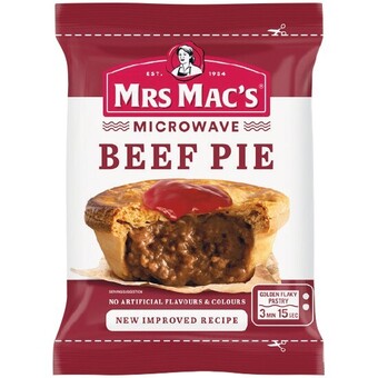 Woolworths Mrs mac’s microwave pies or sausage rolls 165-175g offer