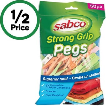 Woolworths Sabco strong grip pegs pk 50 offer