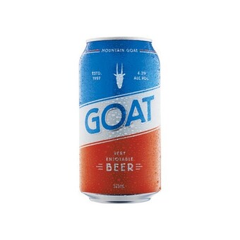 Woolworths Mountain goat very enjoyable beer cans 6x375ml offer