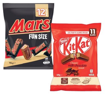 Coles Mars chocolate fun size varieties 132g-192g, nestlé chocolate fun pack varieties 140g-185g or skittles funsize 180g offer