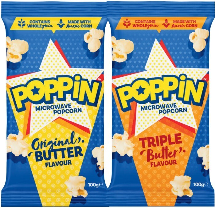 Poppin microwave popcorn 85g100g offer at Coles