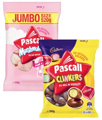 Coles Pascall large bag varieties 300g-520g offer