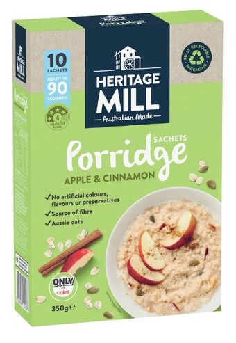 Coles Heritage mill porridge sachets 350g offer