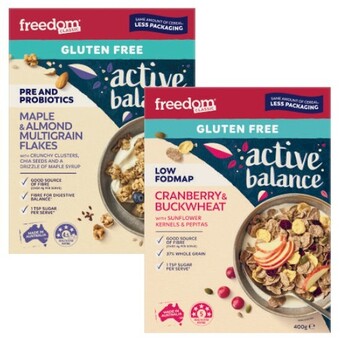 Coles Freedom active balance cereal 400g-500g offer