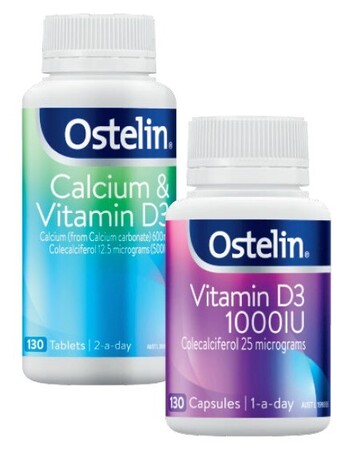 Coles Ostelin calcium & vitamin d3 tablets or vitamin d3 1000iu capsules 130 pack^ offer