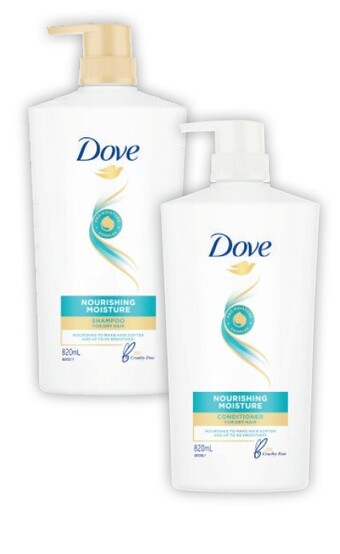 Coles Dove shampoo or conditioner 820ml offer